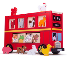  Bigjigs Toys Fa Busz Állatokkal fajáték