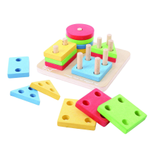 Bigjigs válogató játék, 4 geometriai formával kreatív és készségfejlesztő