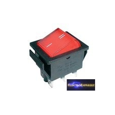 Billenő kapcsoló 2pol./6pin ON-ON 250V/15A - átlátszó piros villanyszerelés