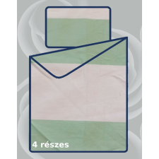 Billerbeck Bianka 4 részes pamut-szatén ágyneműhuzat, Zöld-bézs csíkos (599) lakástextília