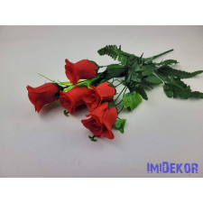  Bimbós rózsa 5 ágú selyem csokor 43 cm - Piros dekorációs kellék