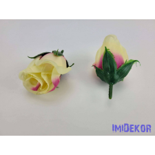  Bimbós rózsa selyemvirág fej M5,5 cm - Krém-pink alj dekoráció