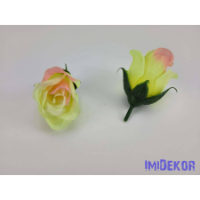 Bimbós rózsa selyemvirág fej M5,5 cm - Rózsaszínes Halvány Zöld dekoráció