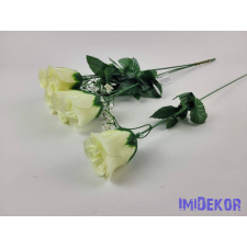 Bimbós rózsa szálas selyemvirág 50 cm - Krém dekorációs kellék