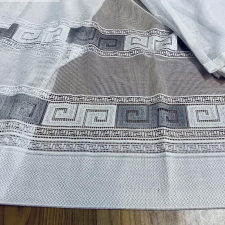 Bingoo Függöny Görög minta 2, fehér alapon fekete, 300x175 cm lakástextília