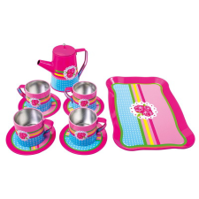Bino Toys: Scarlett fém kávézó és teázó készlet tálcával konyhakészlet