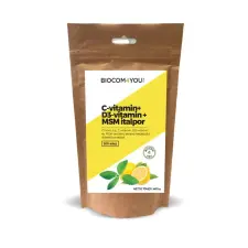 Biocom C-Vitamin+D3-Vitamin+MSM Italpor utántöltő, 400 g - Biocom vitamin és táplálékkiegészítő