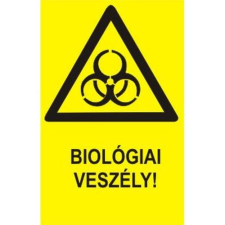 Biológiai veszély! - műanyag, 150*100mm információs tábla, állvány