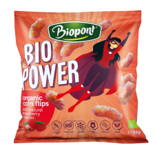 BioPont bio power extrudált kukorica valódi eperporral 55 g reform élelmiszer