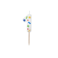 Birthday Candle Number '1', white confetti, 5.5cm party kellék