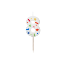  Birthday Candle Number &#039;8&#039;, white confetti, 5.5cm party kellék
