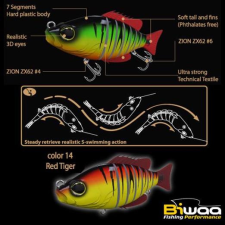  Biwaa Swimbait Seven S4&quot; 10cm 17g 14 Red Tiger wobbler csali