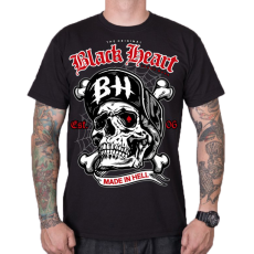 BLACK HEART Skull Bones férfi póló fekete