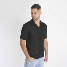  Black Jacquard Shirt - fekete kötött ing - Méret: XXL