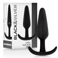  BLACK&SILVER - közepes fogantyús szilikon anális dugó anál