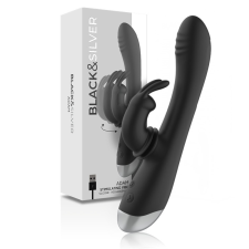  BLACK&SILVER - újratölthető szilikon nyúlfüles vibrátor vibrátorok