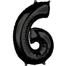  Black Szám 6 Fólia lufi 66x43 cm party kellék