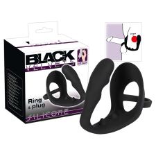 Black Velvets Black Velvet - hullámos análdildó pénisz- és heregyűrűvel (fekete) anál