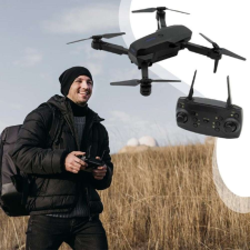  BLACK X wifis, kamerás mini drón – fekete, hordozható táskával drón