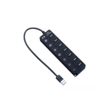 BlackBird BH1374 USB 3.0 HUB 7 port Black hub és switch