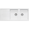 Blanco ZIA 8S Silgranit kétmedencés csepegtetőtálcás gránit mosogató, szifonnal, fehér, beépíthető