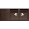 Blanco ZIA 8S Silgranit kétmedencés csepegtetőtálcás gránit mosogató, szifonnal, kávébarna, beépíthető