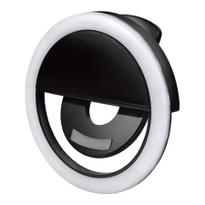 BLAUTEL 4-OK szelfi lámpa (kör alakú, LED fény, 85 mm átmérőjű, 3W, telefonra helyezhető, csipeszes rögzítésű) FEKETE (ARLCL1) (ARLCL1) mobiltelefon kellék