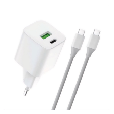 BLAUTEL 4-OK USB-C / USB-A Hálózati töltő + USB-C kábel - Fehér (30W) mobiltelefon kellék
