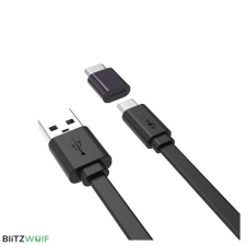BlitzWolf BW-MT2 Micro USB adatkábel Type-C átalakítóval fekete 1m 2A mobiltelefon kellék