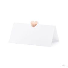 Bloomi Ültetõkártya szívvel 10x5 cm fehér,rosegold S/10 party kellék