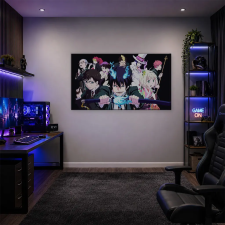  Blue Exorcist Rin Okumura kék lánggal fekete háttéren vászonkép dekoráció
