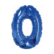 Blue, Kék 0-ás mini szám fólia lufi 35 cm party kellék