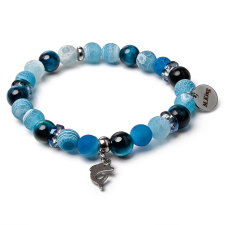  Blue Planet – Achát és tigrisszem ásvány karkötő Delfines charmmal vagy anélkül, dobozban karkötő