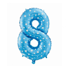  Blue with Stars, Kék 8-as szám fólia lufi 61 cm party kellék