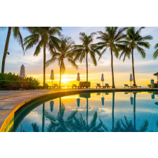  Blueback MAT Fotótapéta, 300 x 200 cm, Strand medencével és pálmafákkal, 79 tapéta, díszléc és más dekoráció