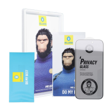 Blueo Mr. Monkey 5D Strong Privacy edzett üveg fekete szegéllyel Samsung Galaxy S25 mobiltelefon kellék