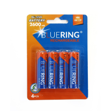 BLUERING Elem tölthető akku AA ceruza LR6 2600mah BLUERING 4 db ceruzaelem