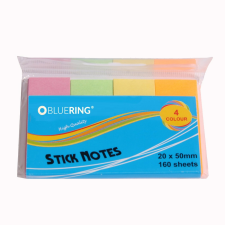 BLUERING Jelölőcímke 20x50mm, 4x40lap, papír, vegyes pasztell színek Bluering® post-it