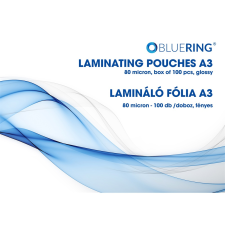 BLUERING Lamináló fólia A3, 80 micron 100 db/doboz, Bluering® lamináló fólia