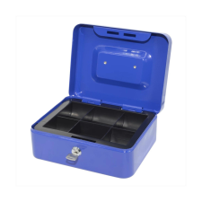 Bluering PNZK3 fém pénzkazetta, 6 rekeszes, 2 kulcs, kék pénzkazetta