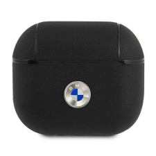 BMW BMA3SSLBK AirPods 3 fekete valódi bőr ezüst logós tok fülhallgató, fejhallgató tok