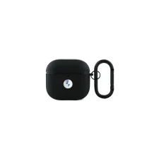 BMW BMA4SSLBK Geniune Leather Silver Logo tok AirPods 4 - fekete fülhallgató, fejhallgató tok