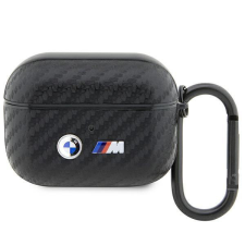 BMW BMAPWMPUCA2 AirPods Pro tok fekete Carbon dupla fém logó fülhallgató, fejhallgató tok