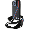 BMW BMHCP15X23PSVTK iPhone 15 Pro Max 6.7" Fekete Keménytok M Edition Carbon Tricolor Lines & Strap (BMHCP15X23PSVTK)