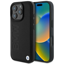BMW BMHCP16LSLLBK Leather Hot Stamp tok iPhone 16 Pro - fekete tok és táska
