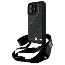 BMW BMHCP16S23PSCCK M Edition Carbon Stripe & Strap keménytok iPhone 16 - fekete tok és táska