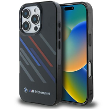 BMW BMHCP16X23HTRAK Motosport IML Random Stripes tok iPhone 16 Pro Max - fekete tok és táska