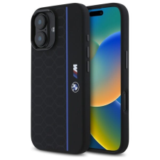 BMW BMHMP16S23SHEB Silicone Hexagon Blue Line MagSafe-kompatibilis keménytok iPhone 16 - fekete tok és táska
