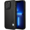 BMW CG MOBILE BMW LEATHER BLUE DOTS szilikon telefonvédő (ECO bőr hatású, műanyag hátlap, lyukacsos) FEKETE Apple iPhone 14 Pro (BMHCP14L22RBDK) (BMW358)