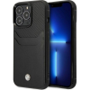 BMW CG MOBILE BMW LEATHER CARD SLOT szilikon telefonvédő (bőr hatású, mikrofiber plüss belső, kártyazseb) FEKETE Apple iPhone 14 Pro (BMHCP14L22RSEPK) (BMW361)